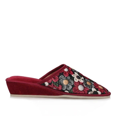 Kapcie pantofle laczki na klinie Meteor 066 bordowe