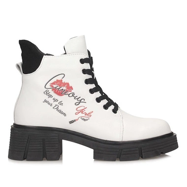 Modne damskie botki na platformie Filippo DBT7147/25 WH