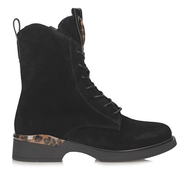 Skórzane Wygodne botki damskie sznurowane Filippo DBT7221/25 BK