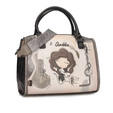 Torebka damska Anekke 43801-345 BOLSO HANDBAG DE ASA CORTA SINTETICO ORCHESTRA beżowa jednokomorowa do ręki zapinana na zamek