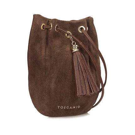 Zamszowa Listonoszka Torebka na ramię Toscanio G96 Brąz D21