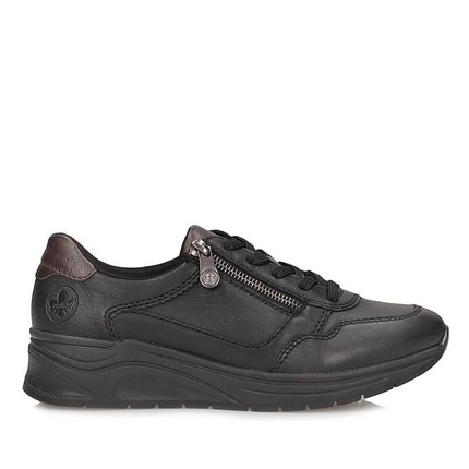 Casualowe czarne półbuty damskie Rieker N9501-01