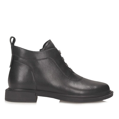 Skórzane botki damskie na płaskim obcasie S.Barski MR52-122 BLACK
