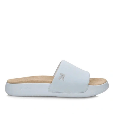 Klapki damskie Rieker W3250-12 blue niebieskie na platformie