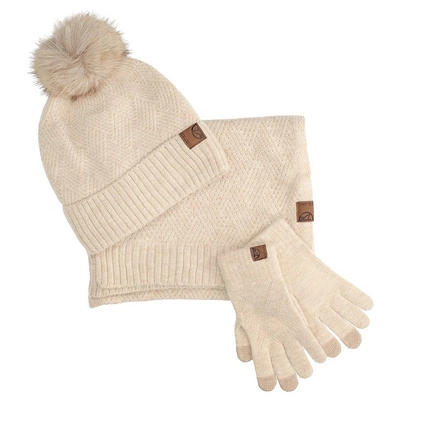 Damski zestaw czapka, szal, rękawice Pepe moll 252852 PACK BEIG