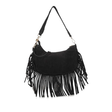 Welurowa czarna torebka damska Ryłko R40900TB_8LR