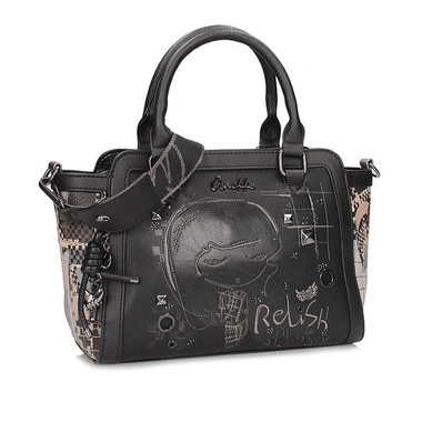 Torebka damska Anekke 43751-032 BOLSO HANDBAG DE ASA CORTA SINTETICO TULIP czarna listonoszka jednokomorowa zapinana na zamek na ramię