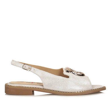 Komfortowe płaskie sandały damskie  S.Barski KV51-043 SILVER