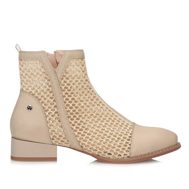 Botki damskie M.Daszyński SA197-31 beżowe na zamek dziurkowane