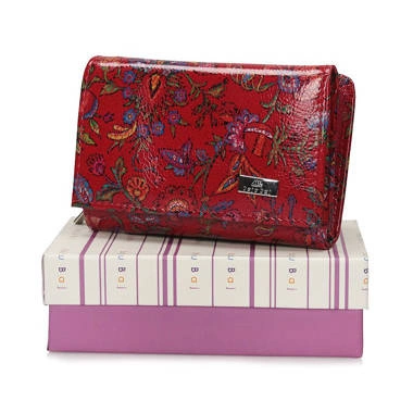 Skórzany Portfel Baju Baj BB 026-s115 czerwone kwiaty