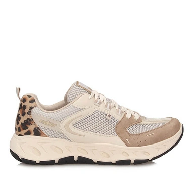 Sneakersy damskie Rieker M6501-60 beżowe sznurowane na platformie