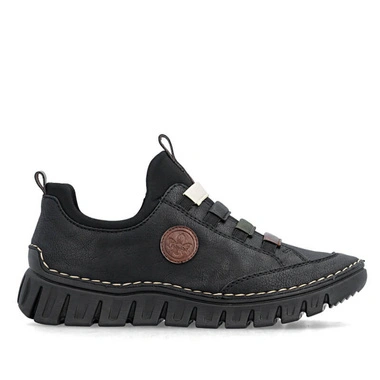 Półbuty damskie Rieker 57550-00 BLACK czarne wsuwane na platformie