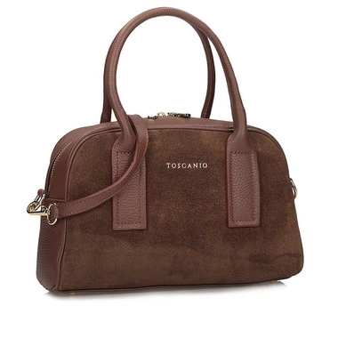 Stylowa Skórzana włoska Torebka kuferek Toscanio G122 BRĄZ D21