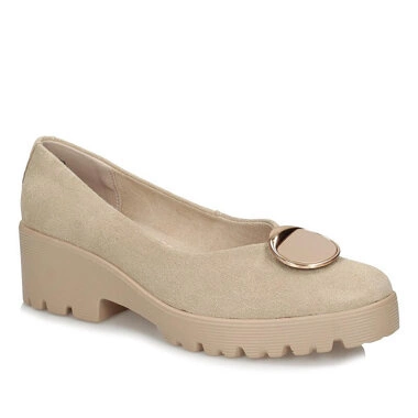 Skórzane półbuty na stabilnym obcasie Filippo DP4569/24 BE