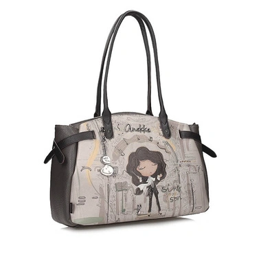 Torebka damska Anekke 43802-438 BOLSO HANDBAG DE HOMBRO SINTETICO ORCHESTRA szara listonoszka jednokomorowa zapinana na zamek na ramię