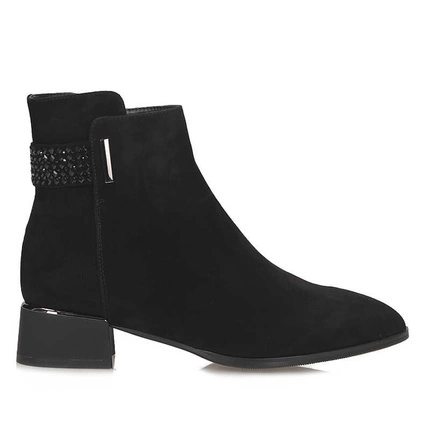 Eleganckie zamszowe botki damskie Loretta Vitale C9673 BLACK SEUDE