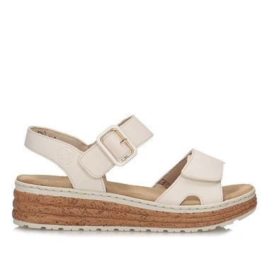 Sandały damskie Rieker 62760-60 beige beżowe na sprzączkę