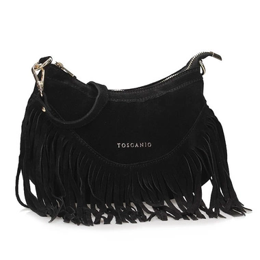 Zamszowa Stylowa Listonoszka Torebka na ramię Toscanio G105 czarny wel