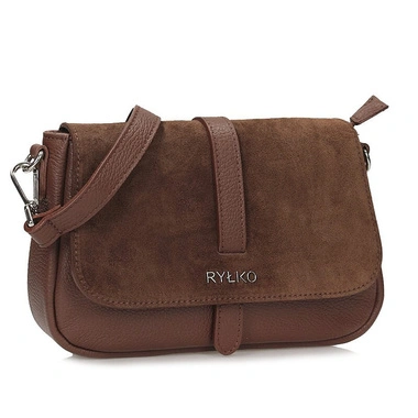 Torebka damska Ryłko R40956TB_6QD brązowa listonoszka zamszowa