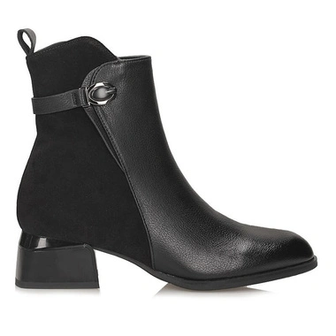 Botki damskie Filippo DBT8046/26 BK czarne skórzane zapinane na zamek na obcasie