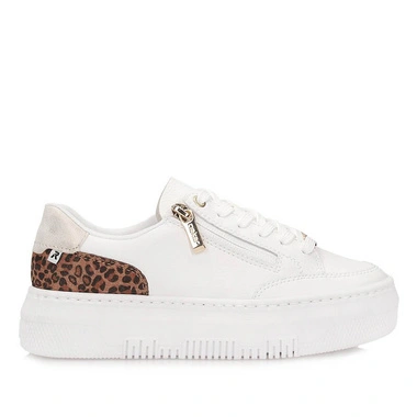 Sneakersy damskie Rieker M1900-80 white białe na platformie sznurowane
