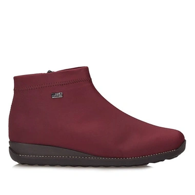 Botki damskie Rieker 98251-35 bordowe zapinane na zamek na koturnie