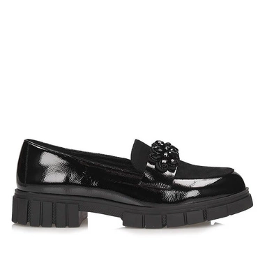 Klasyczne czarne mokasyny Loafersy damskie Potocki 25-12566 BKP