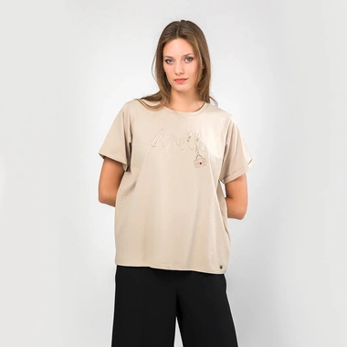 Klasyczna bluzka tshirt damski Anekke CAMISETA MANGA CORTA BEIGE 41271-108/208