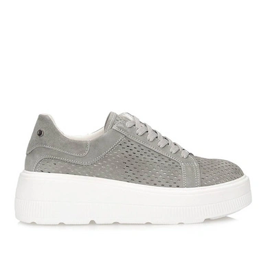 Sneakersy damskie Filippo DP7675/26 GR szare sznurowane na platformie dziurkowane skórzane