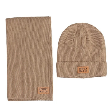 Damski komplet czapka i szal Art of Polo cz18332-1 dark beige