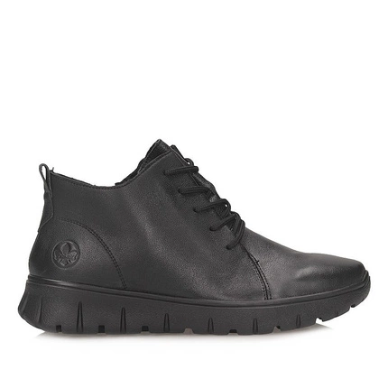 Czarne sznurowane botki damskie Rieker N1331-00