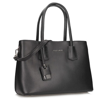 Elegancka Skórzana włoska Torebka Toscanio C255 CZARNA D23