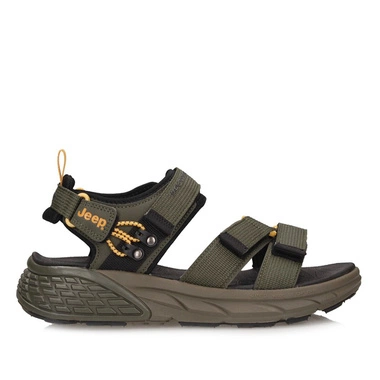 Materiałowe męskie zapinane na rzep sandały Jeep JM51120A 020 Military