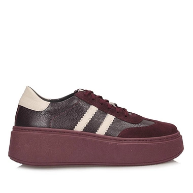 Półbuty sneakersy damskie na platformie Sempre 25-732 bordo