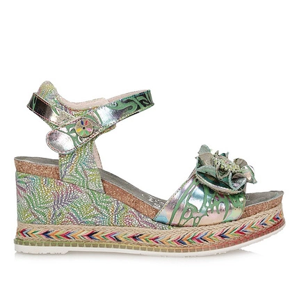 Sandały na koturnie Laura Vita 0006899 HACEDEO 09 OLIVE SL14598-9F