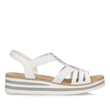 Modne sandały damskie na płaskiej podeszwie Rieker V0240-80