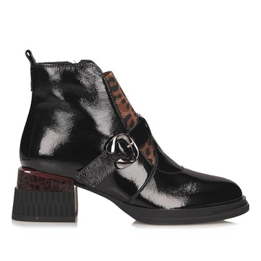 Modne lakierowane botki damskie Loretta Vitale C6909 BLACK
