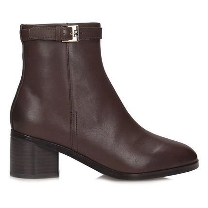 Eleganckie botki na obcasie damskie Tommy Hilfiger FW0FW08859GV0W5G-TH BUCKLE RIDING MID, GV0 PP W5G Legacy Brown