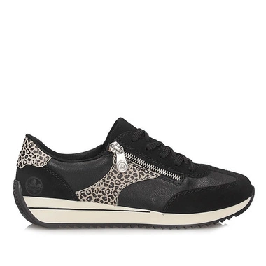 Sneakersy damskie Rieker N1210-00 półbuty czarne sznurowane