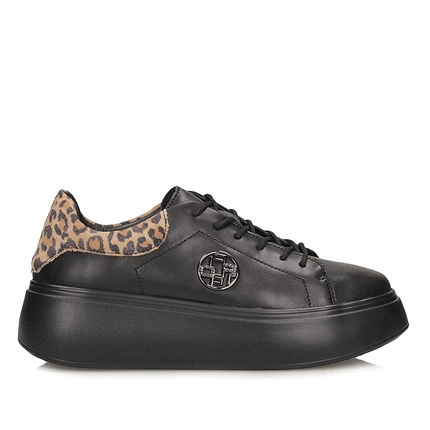 Półbuty sneakersy damskie na platformie Filippo DP6058/25 BK LEO