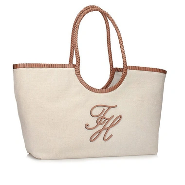 Torebka damska Tommy Hilfiger AW0AW18629 0F4 TH ELEV SUMM MAXI TOTE CANVAS beżowa shopperka do ręki