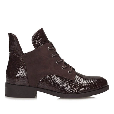 Brązowe modne botki sznurowane Vinceza 16477 BR PU