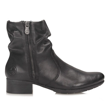 Komfortowe czarne botki damskie na obcasie Rieker 78656-00