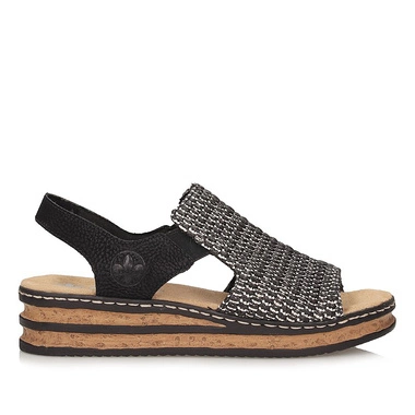 Stylowe sandały damskie na płaskiej podeszwie Rieker 62971-00