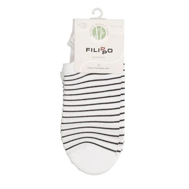 Skarpety damskie Filippo SD-SO18 WH BK biało-czarne w paski bambusowe 3-PAK