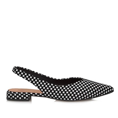 Czółenka damskie Visconi 7446387/062 skórzane sandały biało czarna kratka z wolną piętą