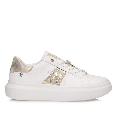 Casualowe półbuty sneakersy damskie Rieker W1202-82 biało-złote
