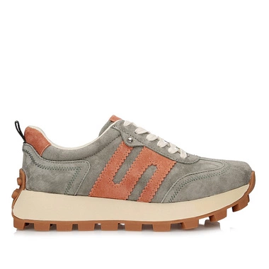 Sneakersy damskie Filippo DP6743/26 KH OR szare sznurowane skórzane na platformie