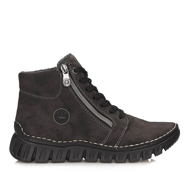 Botki damskie Rieker 57502-45 szare sznurowane zapinane na zamek