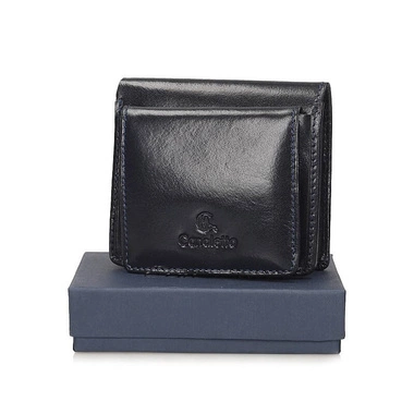 Mały skórzany Portfel Canaletto 1008 granatowy